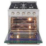 Kucht 30" Propane Range, Stainless Steel, Green Oven Door, KNG301/LP-G