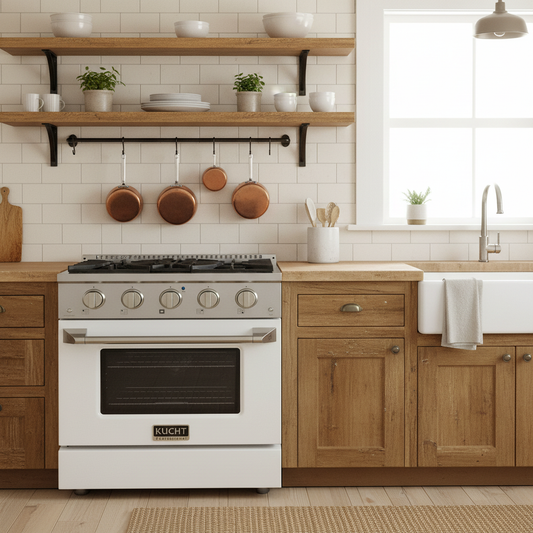 Kucht 30" Propane Range, Stainless Steel White Oven Door, KNG301/LP-W
