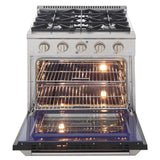 Kucht 30" Propane Range, Stainless Steel,Black Oven Door, KNG301/LP-K