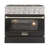 Kucht 36" Gas Range, Stainless Steel with Black Door, KNG361-K