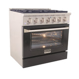 Kucht 36" Propane Range in Stainless Steel, Black Door, KNG361/LP-K