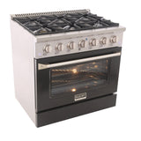 Kucht 36" Propane Range in Stainless Steel, Black Door, KNG361/LP-K