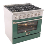 Kucht 36" Propane Range, in Stainless Steel, Green Door, KNG361/LP-G