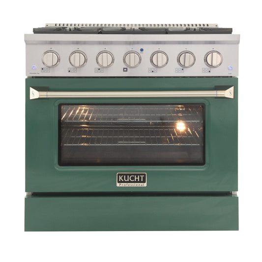 Kucht 36" Propane Range, in Stainless Steel, Green Door, KNG361/LP-G