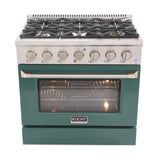 Kucht 36" Propane Range, in Stainless Steel, Green Door, KNG361/LP-G