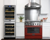 Kucht 36" Propane Range in Stainless Steel, Red Door, KNG361/LP-R