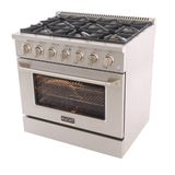 Kucht 36" Propane Range in Stainless Steel, Silver Door, KNG361/LP-S