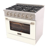 Kucht 36" Propane Range in Stainless Steel, White Door, KNG361/LP-W