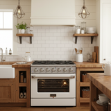 Kucht 36" Propane Range in Stainless Steel, White Door, KNG361/LP-W