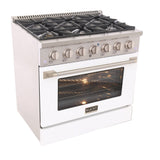Kucht 36" Propane Range in Stainless Steel, White Door, KNG361/LP-W