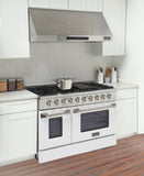 Kucht 48" Gas Range in Stainless Steel, White Oven Doors, KNG481-W