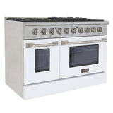 Kucht 48" Gas Range in Stainless Steel, White Oven Doors, KNG481-W