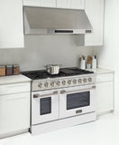 Kucht 48" Gas Range in Stainless Steel, White Oven Doors, KNG481-W