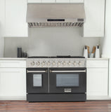 Kucht 48" Gas Range, Stainless Steel, Black Oven Doors, KNG481-K
