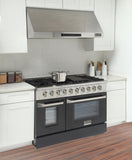 Kucht 48" Gas Range, Stainless Steel, Black Oven Doors, KNG481-K