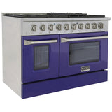 Kucht 48" Gas Range, Stainless Steel with Blue Oven Doors, KNG481-B