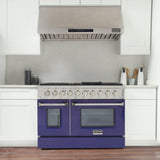Kucht 48" Propane Range in Stainless Steel, Blue Doors, KNG481/LP-B