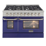 Kucht 48" Propane Range in Stainless Steel, Blue Doors, KNG481/LP-B