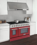 Kucht 48" Propane Range in Stainless Steel, Red Doors, KNG481/LP-R