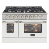 Kucht 48" Propane Range in Stainless Steel, White Doors, KNG481/LP-W