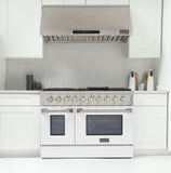 Kucht 48" Propane Range in Stainless Steel, White Doors, KNG481/LP-W