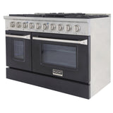 Kucht 48" Propane Range, Stainless Steel, Black Doors, KNG481/LP-K