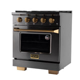 Kucht Gemstone Professional 30 in. 4.2 cu. ft. Propane Gas Range with Sealed Burners and Convection Oven in Titanium Stainless Steel KEG303/LP
