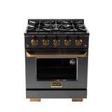 Kucht Gemstone Professional 30 in. 4.2 cu. ft. Propane Gas Range with Sealed Burners and Convection Oven in Titanium Stainless Steel KEG303/LP