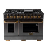Kucht Gemstone Professional 48 in. 6.7 cu. ft. Natural Gas Range with Sealed Burners, Griddle/Grill and Two Ovens - One Convection - in Titanium Stainless Steel KEG483