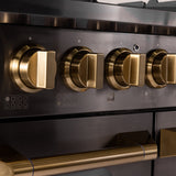 Kucht Gemstone Professional 48 in. 6.7 cu. ft. Natural Gas Range with Sealed Burners, Griddle/Grill and Two Ovens - One Convection - in Titanium Stainless Steel KEG483