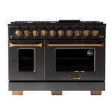 Kucht Gemstone Professional 48 in. 6.7 cu. ft. Propane Gas Range with Sealed Burners, Griddle/Grill and Two Ovens - One Convection - in Titanium Stainless Steel KEG483/LP