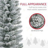 HOMCOM 5ft Artificial Christmas Tree, Snow Flocked Branches, Metal Base, Pencil Xmas Tree