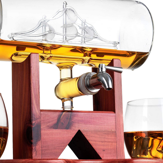 Whiskey Decanter Set - 1250ml Ship & 2 Whiskey Glasses