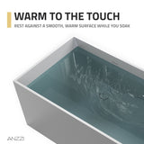 Palace Series 67 in. x 32 in. Flat Bottom Solid Surface Freestanding Soaking Bathtub with Reversible Drain in Slate Gray