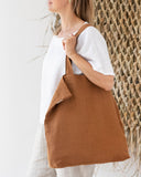 Large linen bag in Cinnamon