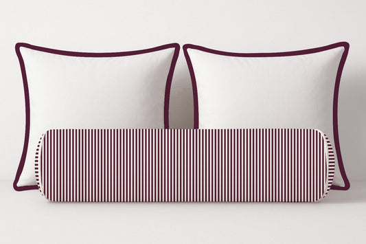 Ticking Stripe Velvet Bolster Pillow Cover