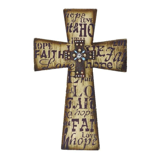 Layered Cross "Faith, Love, Hope" Wall Decor, 4 MOQ