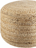 Lavertezzo Brick Red Knitted Beige Cotton Pouf