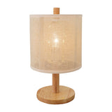 Levio Table Lamp, Natural Oak Wooden Base with Linen Shade