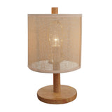 Levio Table Lamp, Natural Oak Wooden Base with Linen Shade