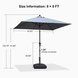 PURPLE LEAF Crank and Tilt Square Patio Table Umbrella with Base for Garden Porch