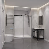 Rhodes Series 45 to 48 in. x 76 in. Sliding Frameless Shower Door with Tsunami Guard Tempered Glass