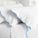 400TC Cotton Scallop Embroidery Sateen Solid Top Sheet