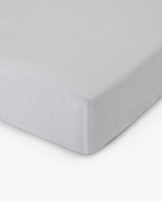Light gray linen fitted sheet