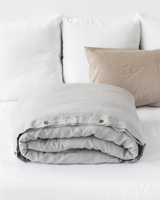 Light gray linen duvet cover