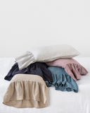 Mermaid ruffle linen pillowcase in Light gray