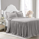 400TC Cotton Sateen Solid Ruffle Bedspread Set