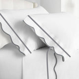 400TC Cotton Scallop Embroidery & Border Sateen Solid Top Sheet