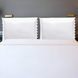 400TC Zig & Zag U Shape Scallop Embroidery Cotton Solid Sheet Set