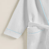 Shawl Collar Cotton Bath Robe with Border Embroidery